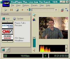 The screen people see on their computers when they watch "Live from The Ranch"