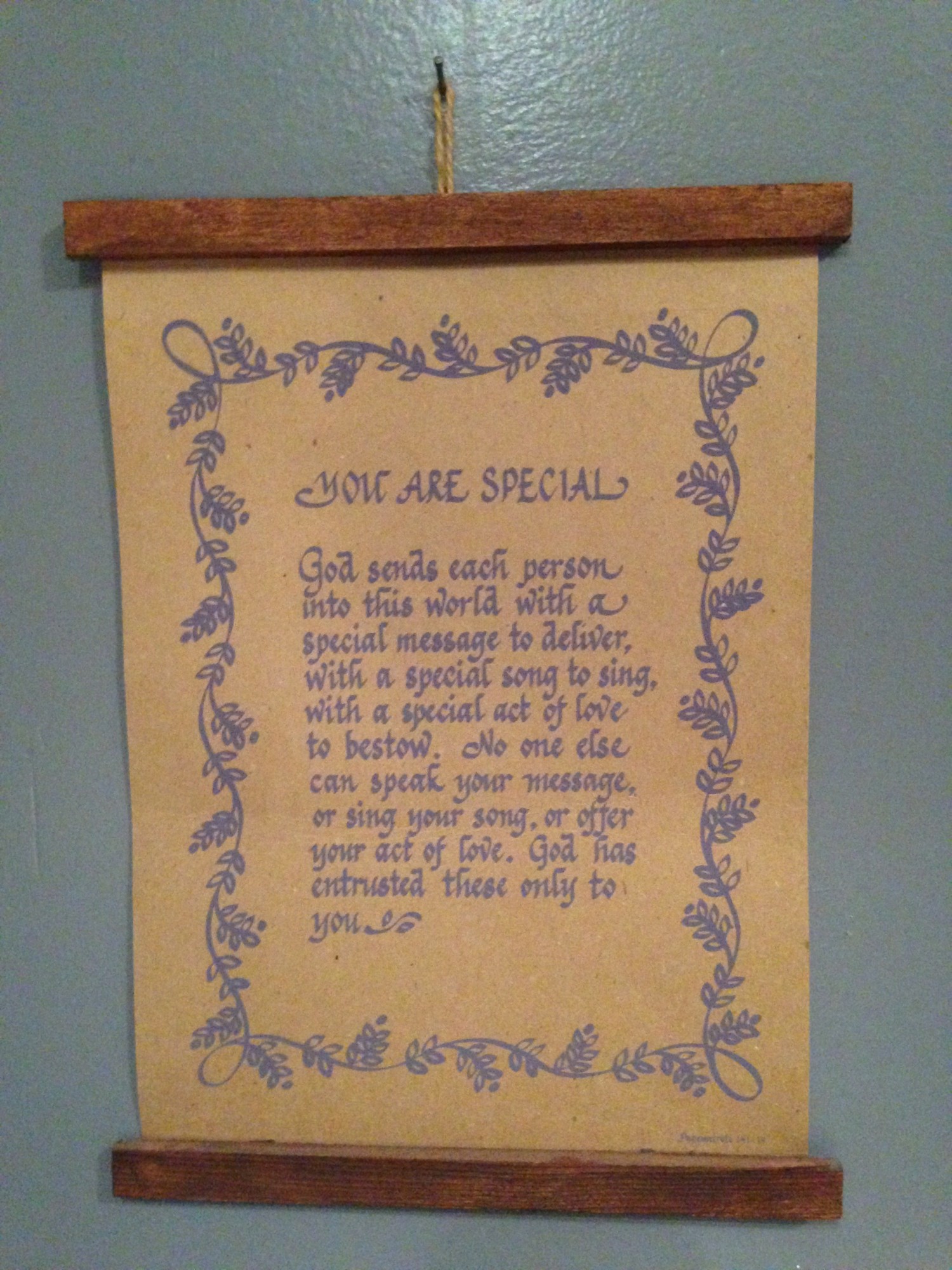 A special wall hanging in my home given by a friend.