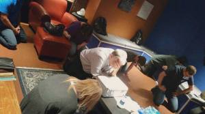 Spontaneous prayer backstage last Sunday .