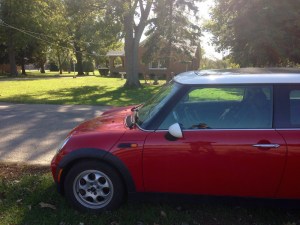 Mini Cooper on the morning I preached